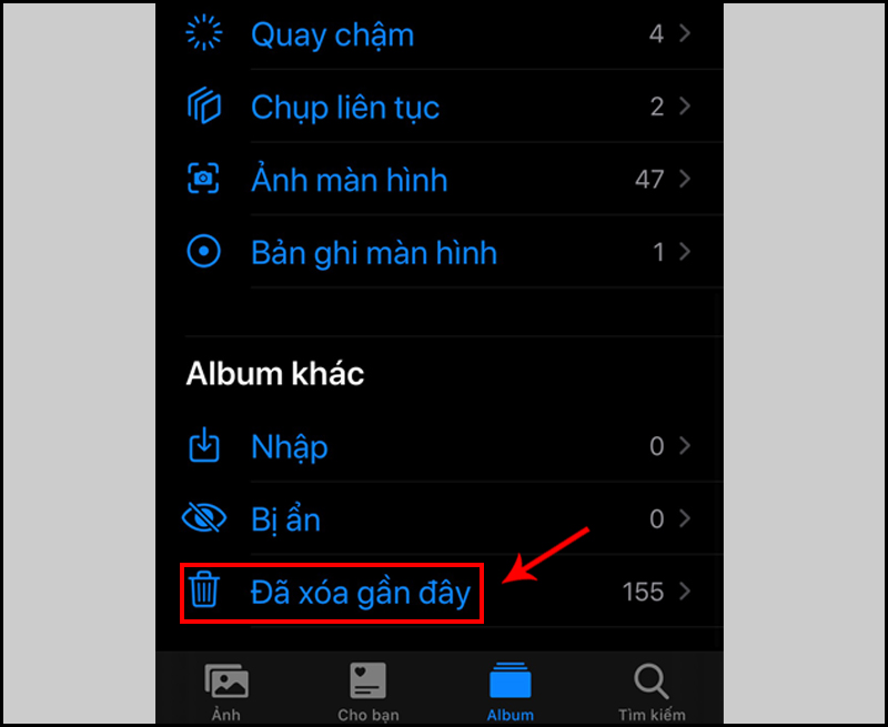 Album Đ&atilde; x&oacute;a gần đ&acirc;y